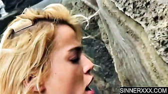 Blonde babe cum drenched face porn video