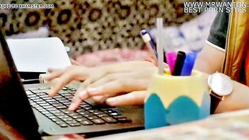 Indian girl typing laptop tease hardcore sex