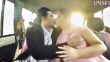 Indian couple French kissing bus full scene