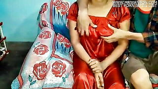 Indian wife in red dress full scene
