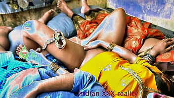 Holi painted saree group POV xxx clip