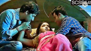 Indian wife kitchen threesome porn clip