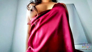 Sexybrownis sari slip nipple tease sex video