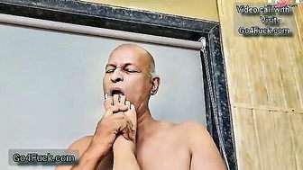 Bald Indian sasur mirror tease hardcore sex