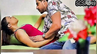 Indian brunette in red top full scene