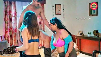 Busty Indian babes threesome tease porn clip