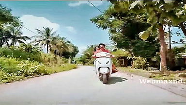 Desi couple scooter ride full scene