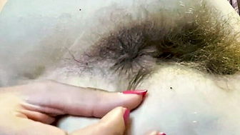 Closeup wet hairy teen pussy uncut sex video