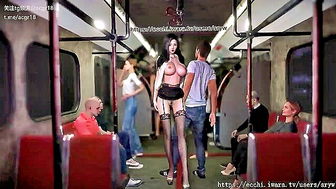 Busty Indian babe subway tease hardcore sex
