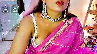 Ashalisha pink saree cleavage tease porn movie