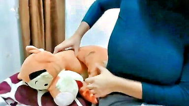 Indian MILF with plush toy porn video