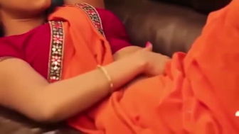 Indian saree beauty on couch full scene